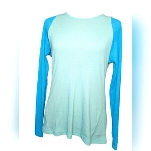 Patagonia Cotton Farmers Initiative Raglan Long Sleeve Jersey in Turquoise Sz Sm